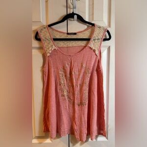 Julie's Closet Coral Tank Top with Gold Details